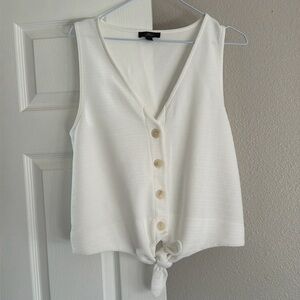 White J. Crew tank with buttons and tie front